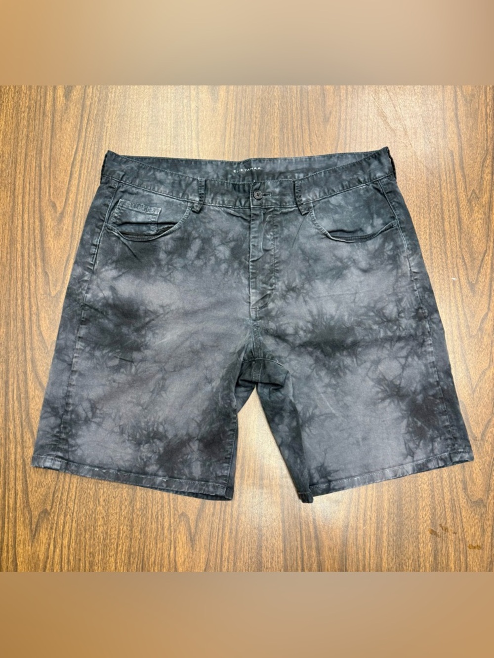 Elie Tahari Men's Black Tie-Dye Flat Chino Front Shorts Size 36